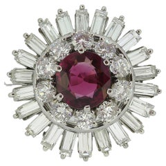 Vintage Ruby and Diamond Cluster Ring