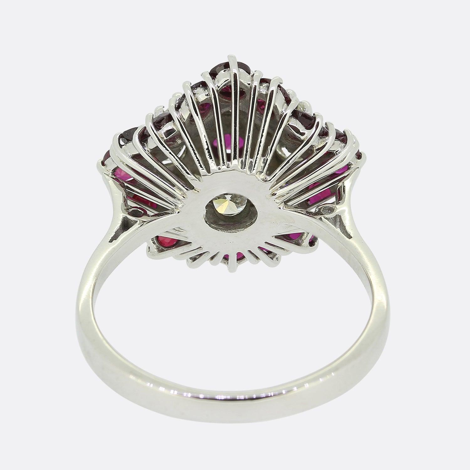 Vintage Ruby and Diamond Dress Ring In Good Condition For Sale In London, GB