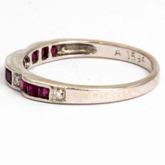 Vintage Ruby and Diamond Fancy Half Eternity Ring