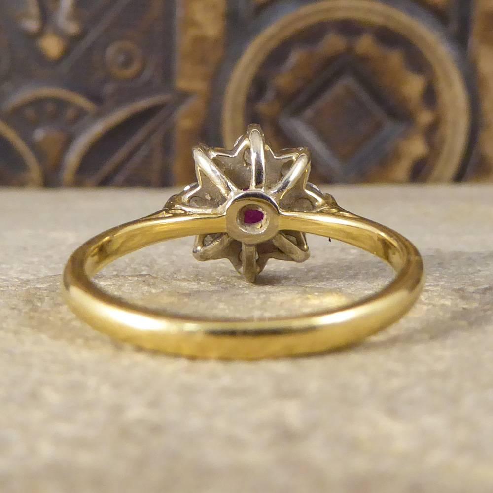 vintage ruby and diamond flower ring