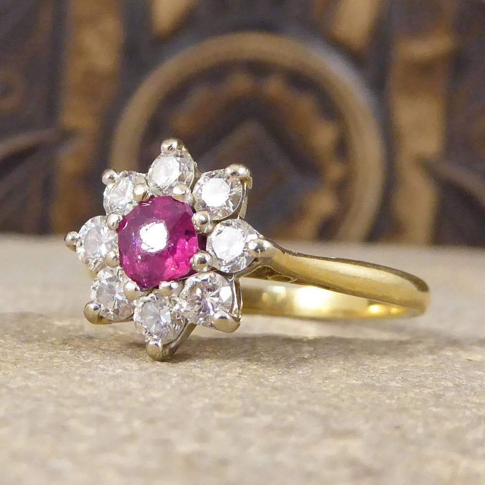 vintage ruby flower ring