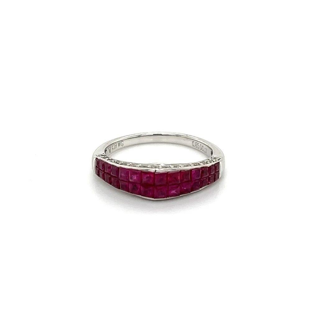 Mixed Cut Vintage Ruby and Diamond Gold Band Cocktail Ring Estate Fine Jewelry For Sale