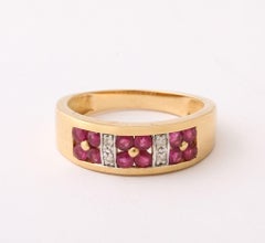 French Ruby Flower Band with Diamonds