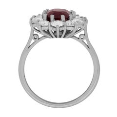Vintage Ruby and Diamond Halo Cluster Ring, circa 1960s