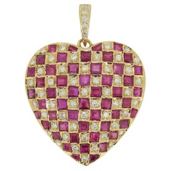Vintage Ruby and Diamond Heart Pendant Vintage Ruby and Diamond Heart Pendant