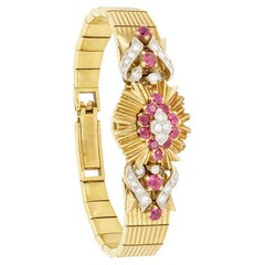 Vintage Ruby and Diamond Jaeger LeCoutre Watch, c.1930s