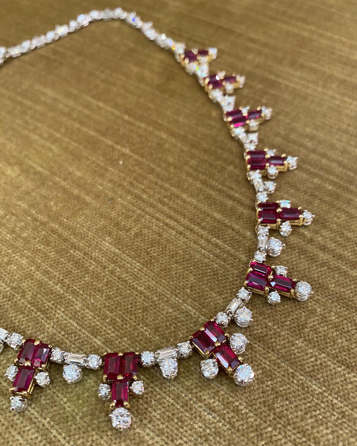 Vintage Ruby and Diamond Necklace in 18k White and Yellow Gold 1