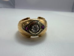 Bague vintage rubis et diamant en or 14Kt année inconnue