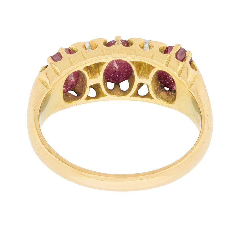 Oval Cut Vintage Ruby and Diamond Ring, circa 1970s For Sale