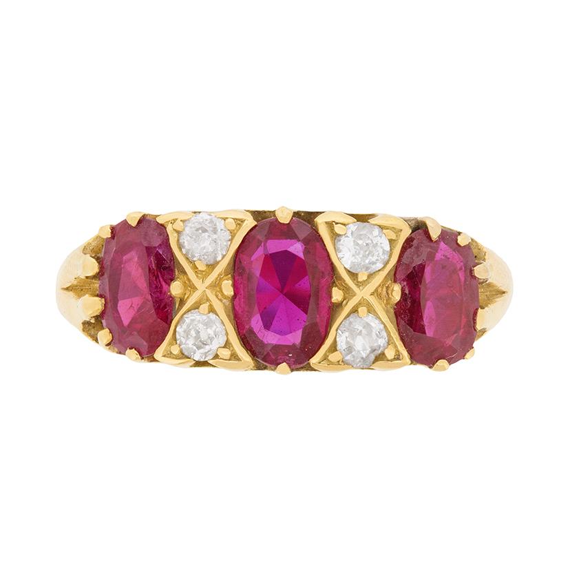 Vintage Ruby and Diamond Ring, circa 1970s For Sale 1