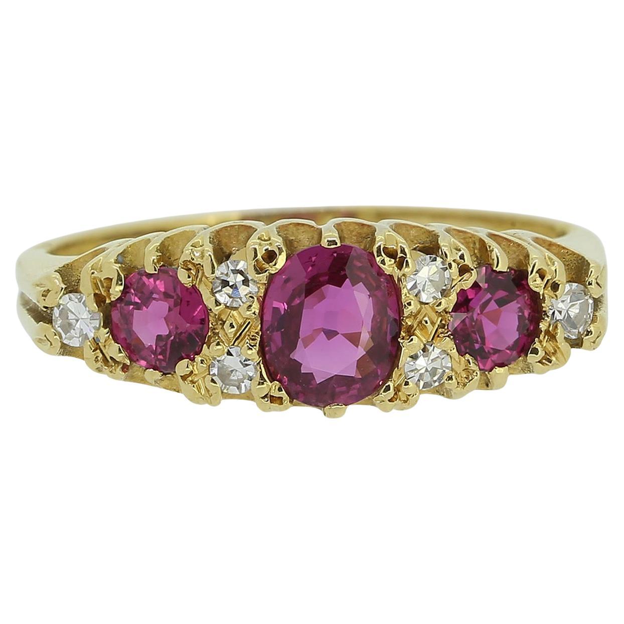 Vintage Ruby and Diamond Ring For Sale