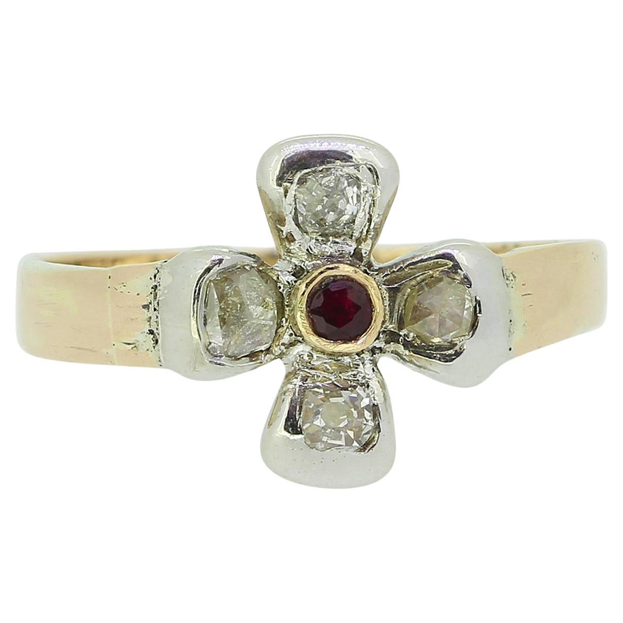 Vintage Ruby and Diamond Ring For Sale