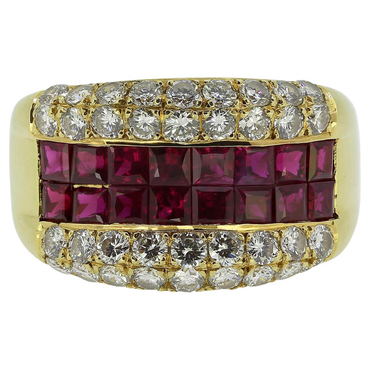 Rubin- und Diamant-Ring im Angebot