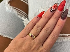 Anillo vintage de rubíes y diamantes en oro de 14k