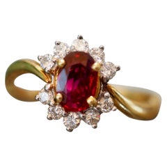 Vintage Ruby and Diamond Ring in 18 Karat Yellow-White Gold