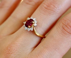 Vintage Ruby and Diamond Ring in 18 Karat Yellow-White Gold