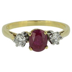 Vintage Ruby and Diamond Three-Stone Ring