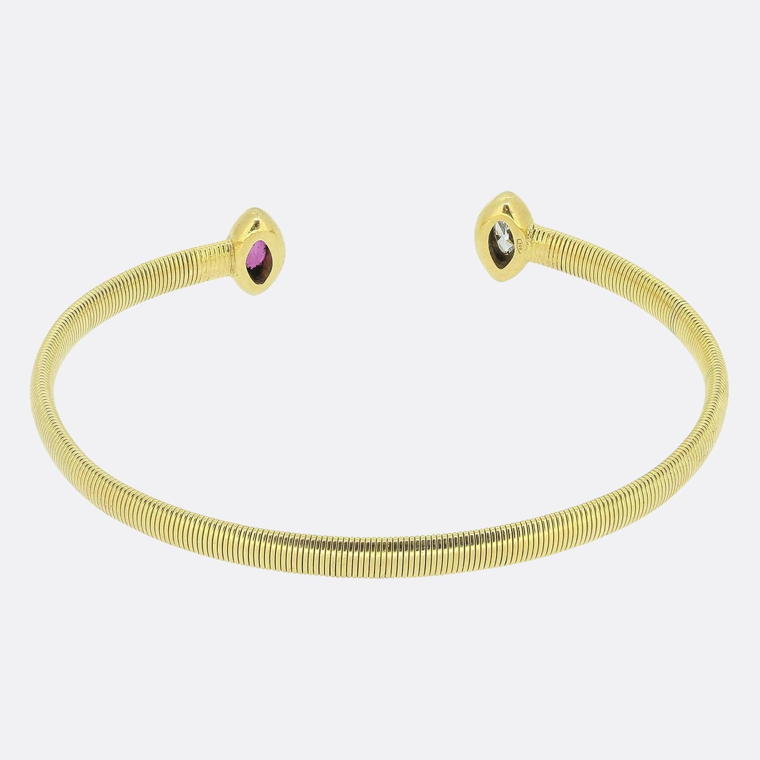Vintage Ruby and Diamond Torc Bangle In Good Condition For Sale In London, GB
