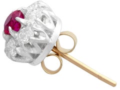 Vintage Ruby and Diamond White Gold Cluster Earrings