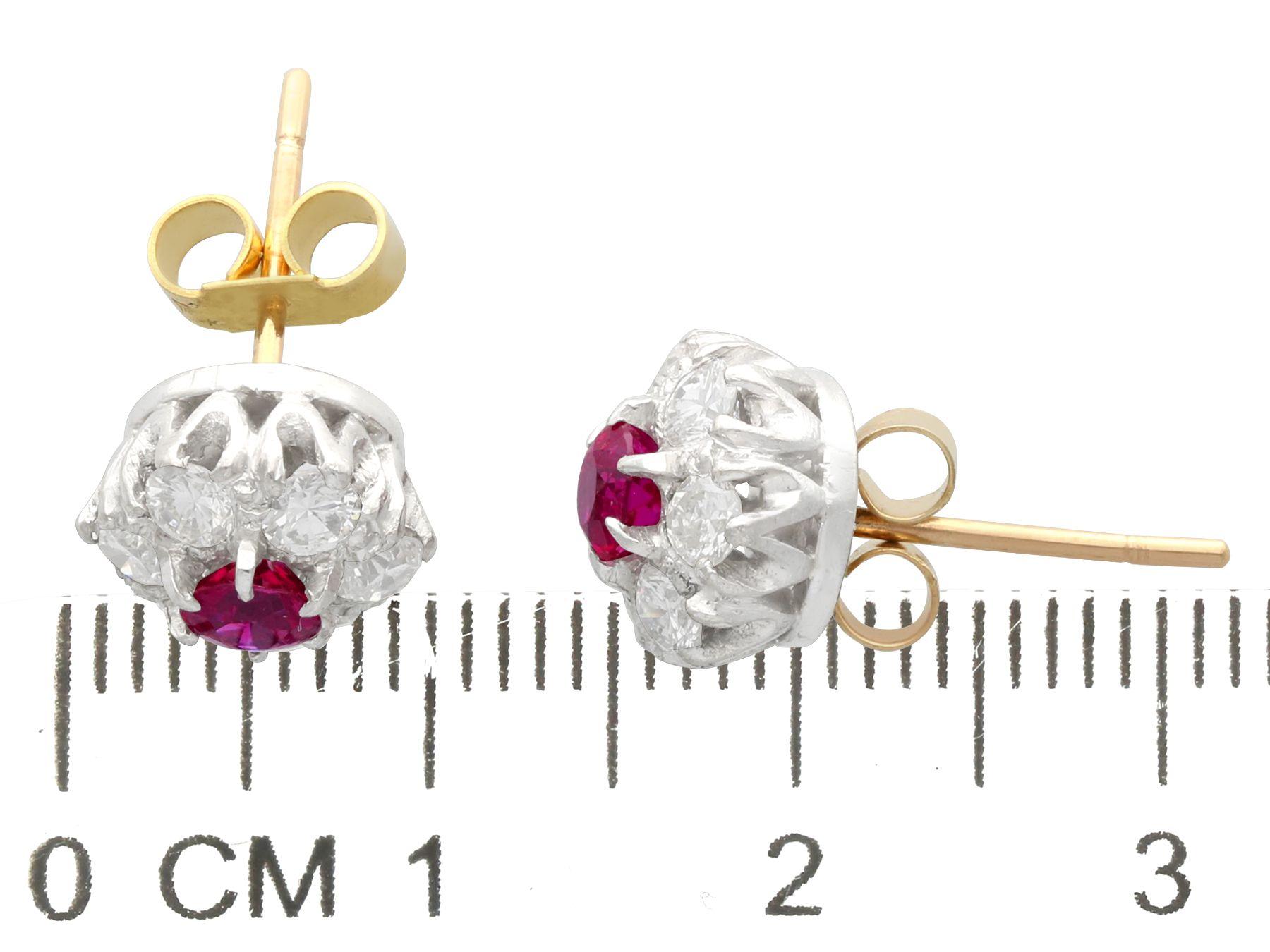 Rubin- und Diamant-Weißgold-Cluster-Ohrringe im Zustand „Hervorragend“ in Jesmond, Newcastle Upon Tyne