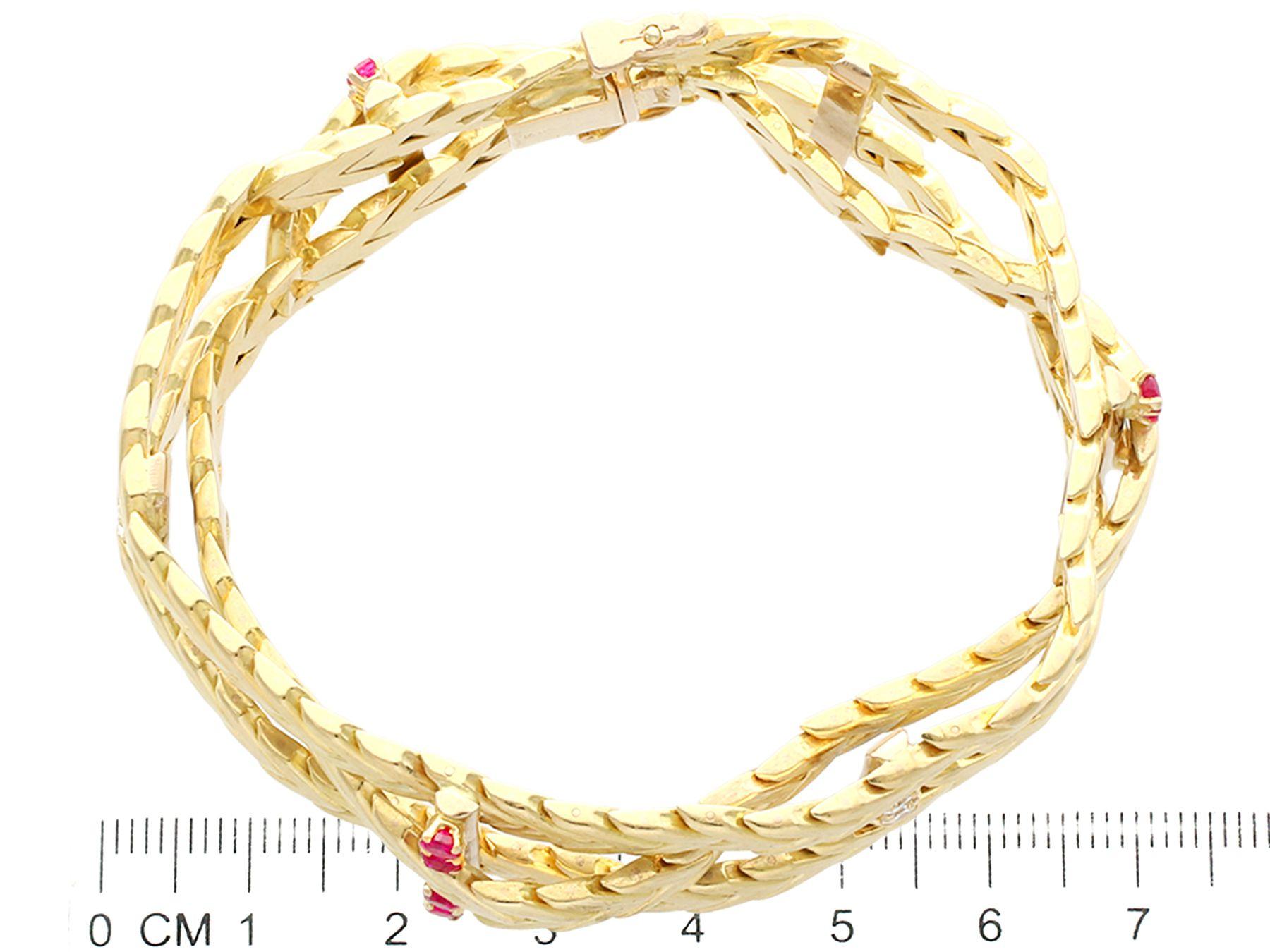 Vintage Kutchinsky Ruby and Diamond Yellow Gold Bracelet For Sale 2