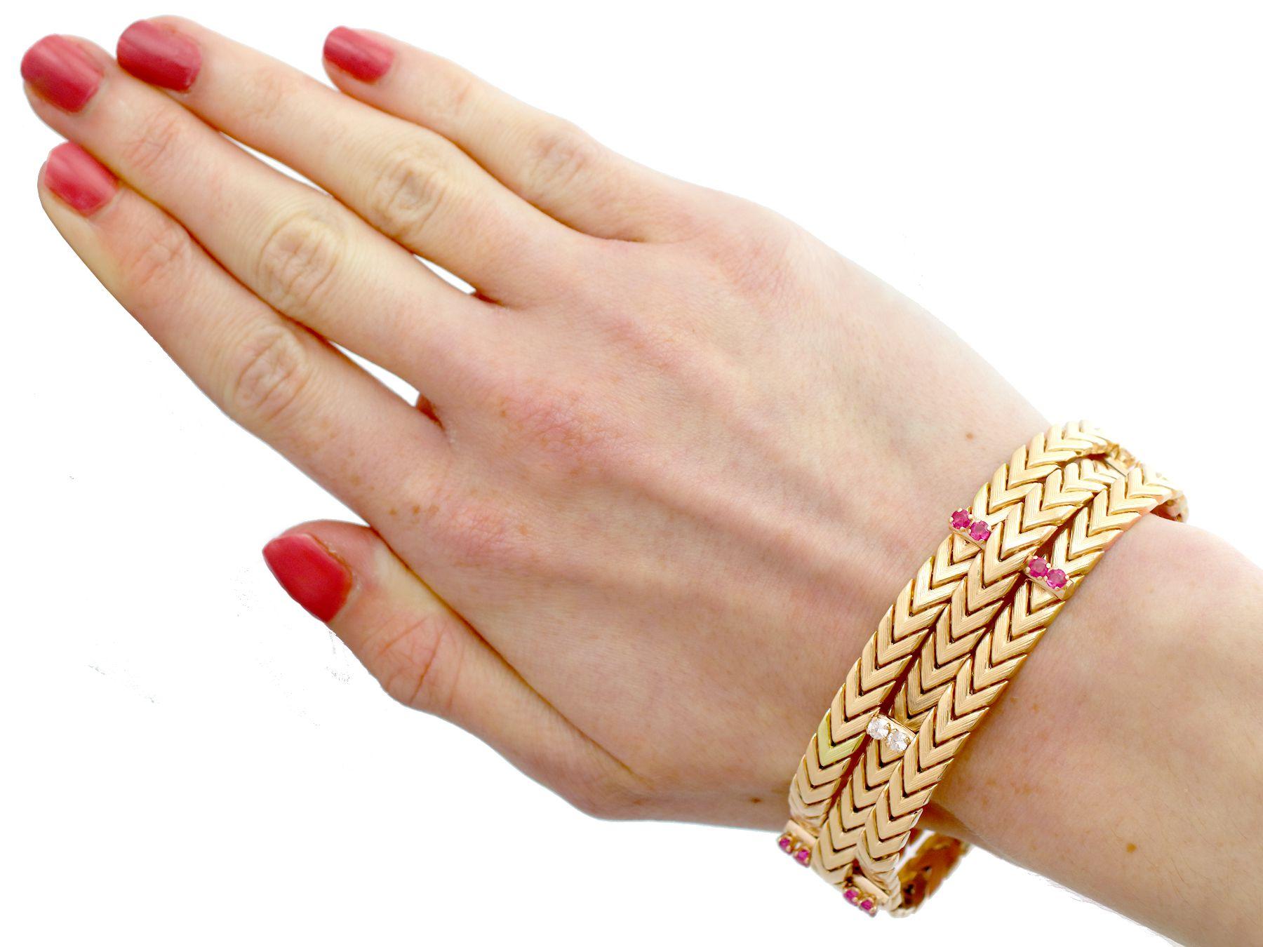 Vintage Kutchinsky Ruby and Diamond Yellow Gold Bracelet For Sale 4