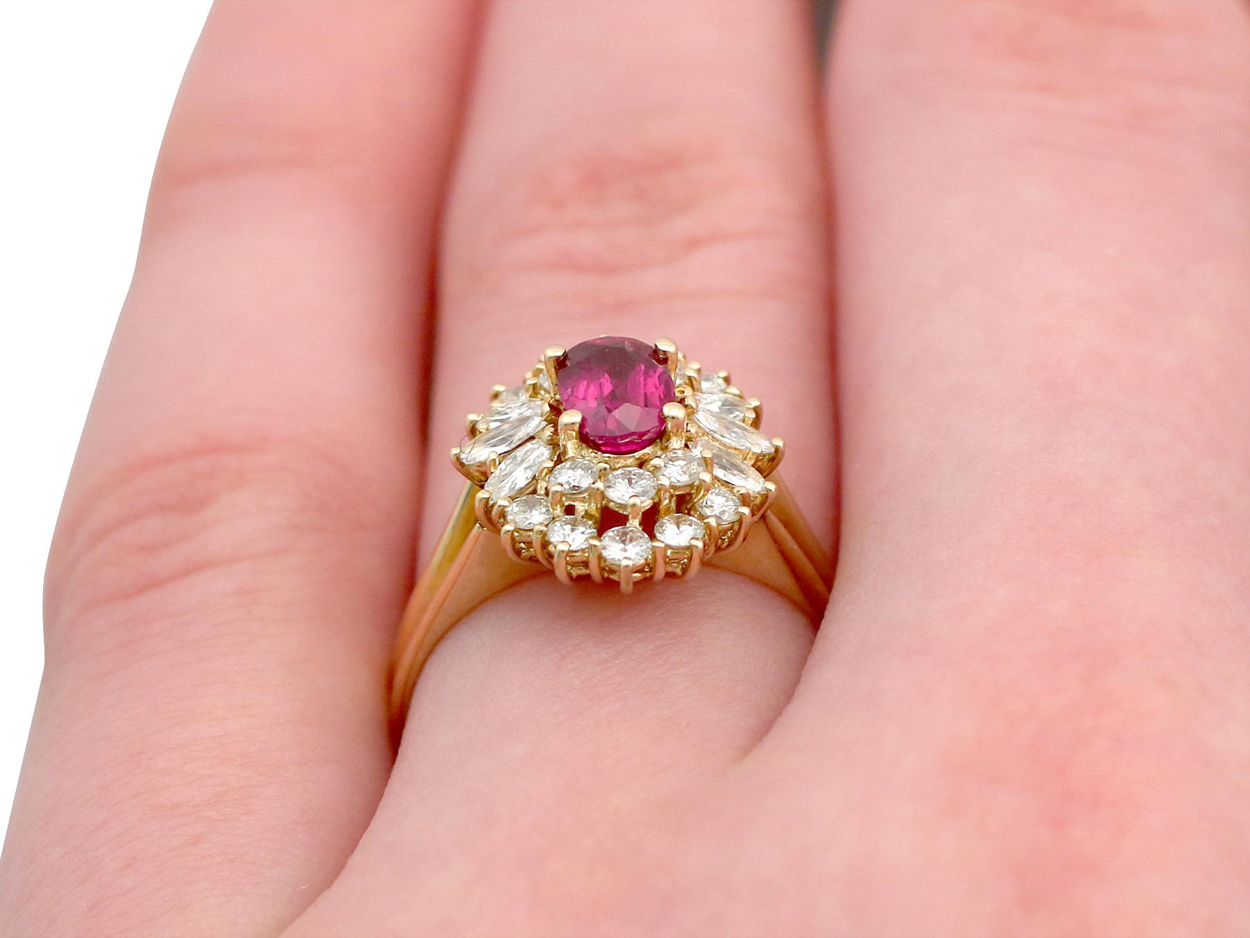 Vintage Ruby and Diamond Yellow Gold Cluster Ring 3