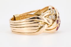 Vintage Ruby and Diamonds 14k Rose Gold Puzzle Ring