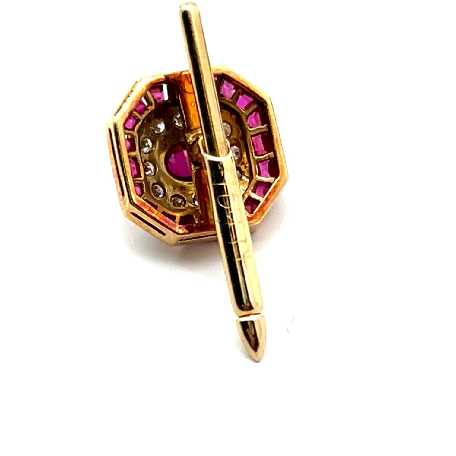 Vintage Ruby and Diamonds Cufflinks and Shirt Stud Set For Sale 2
