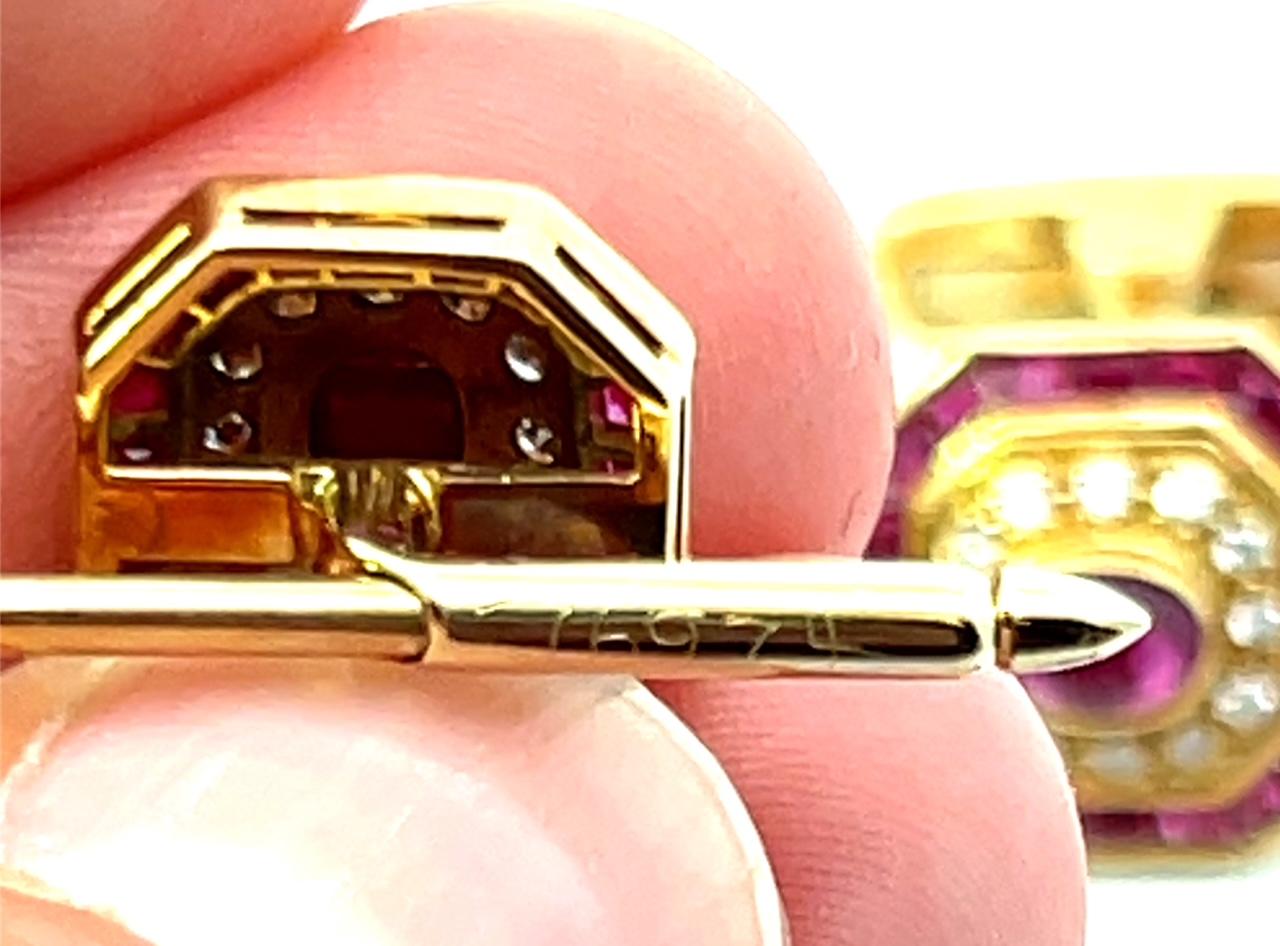 Vintage Ruby and Diamonds Cufflinks and Shirt Stud Set For Sale 3