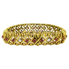 Vintage Ruby and Diamonds Gold Bracelet by André Vassort for Van Cleef & Arpels