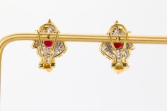 Vintage Ruby and Diamonds in 18k Yellow Gold Earrings