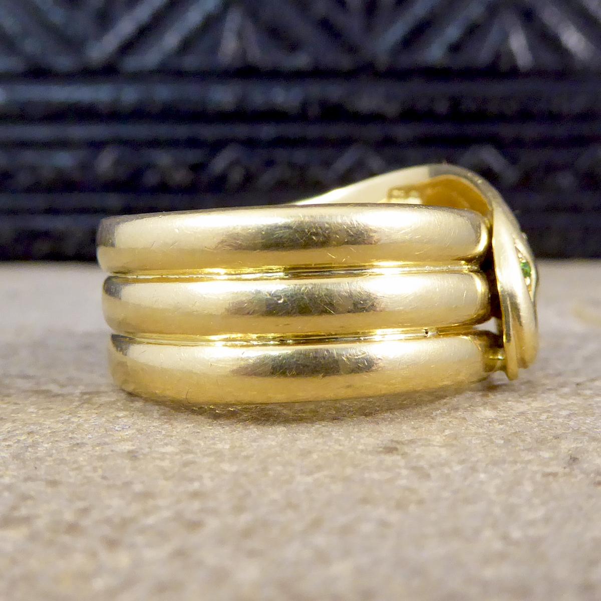 Rubin- und Granat-Schlangenring aus 18 Karat Gelbgold (Viktorianisch)