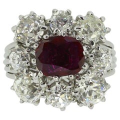 Vintage Ruby and Old Cut Diamond Cluster Ring