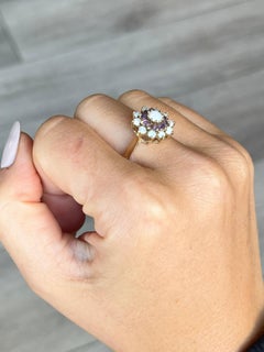 Vintage Ruby and Opal 9 Carat Gold Cluster Ring