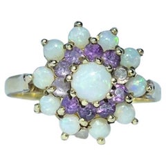 Vintage Ruby and Opal 9 Carat Gold Cluster Ring