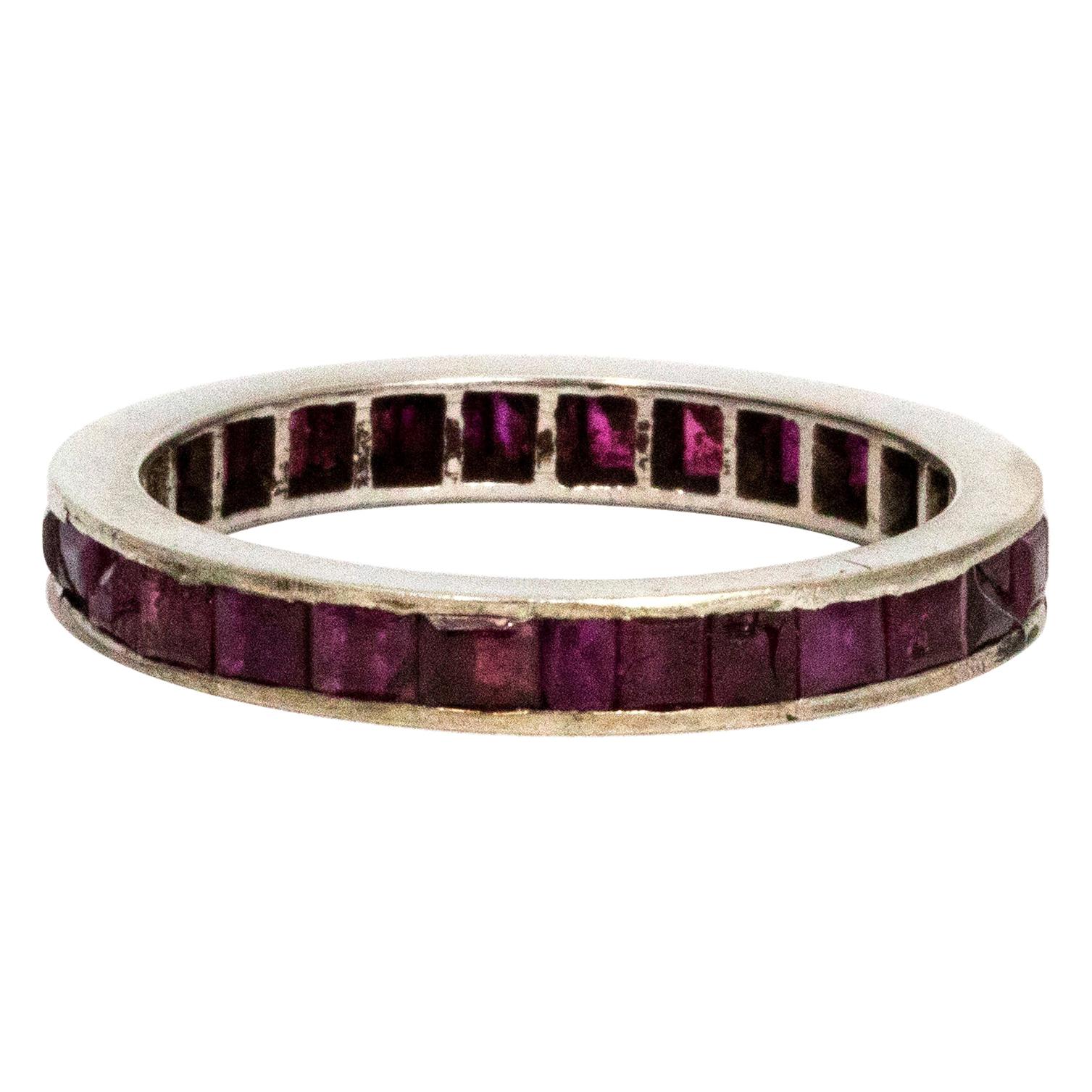 Vintage Ruby and Platinum Eternity Band