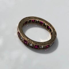 Vintage Ruby and White Sapphire 9 Carat Gold Eternity Band