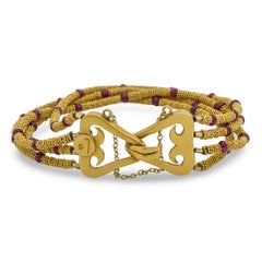 Vintage ruby beads 22k yellow gold bracelet