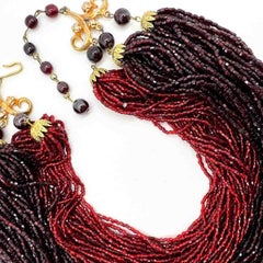 Collier torsadé vintage en verre et rubis, années 1940