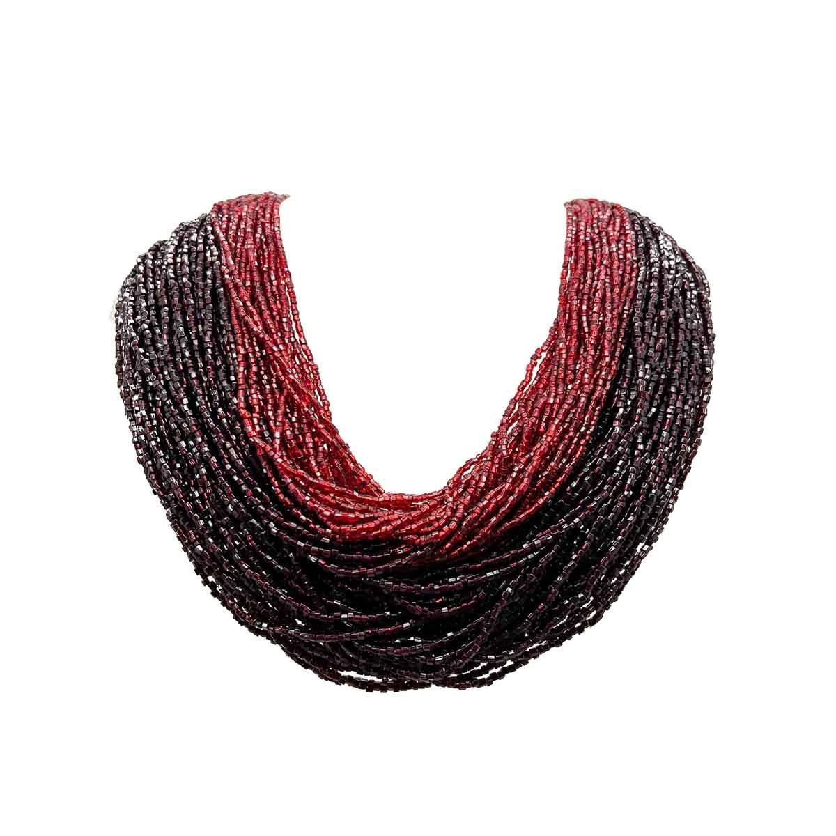 Vintage Ruby Bugle Glass Torsade Necklace 1940s In Good Condition For Sale In Wilmslow, GB