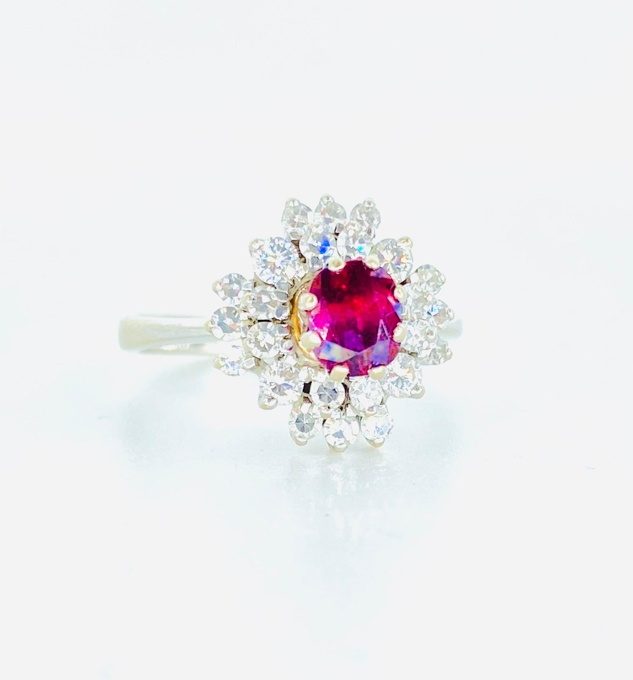 vintage ruby cluster ring