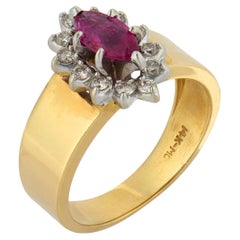Vintage ruby diamond 14k gold cluster ring