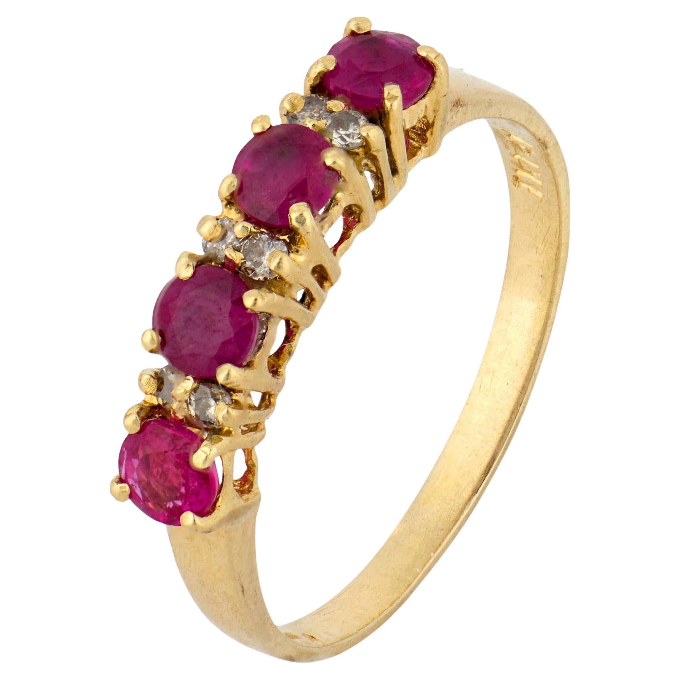 Vintage ruby diamond 14k yellow gold band