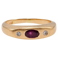 Vintage Ruby Diamond 14k Yellow Gold Ring