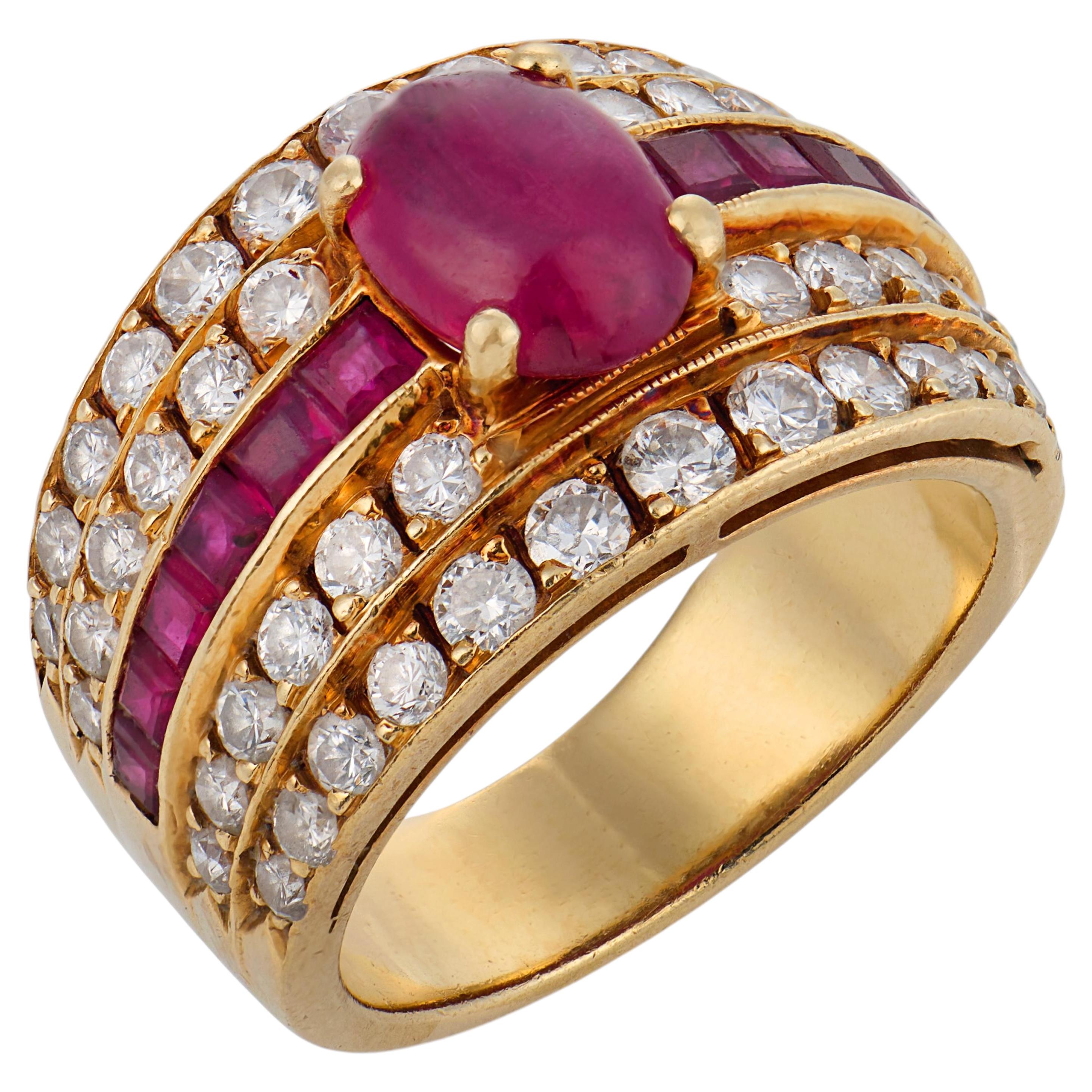 Vintage Rubin Diamant 14k Gelbgold Ring