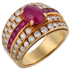 Vintage ruby diamond 14k yellow gold ring