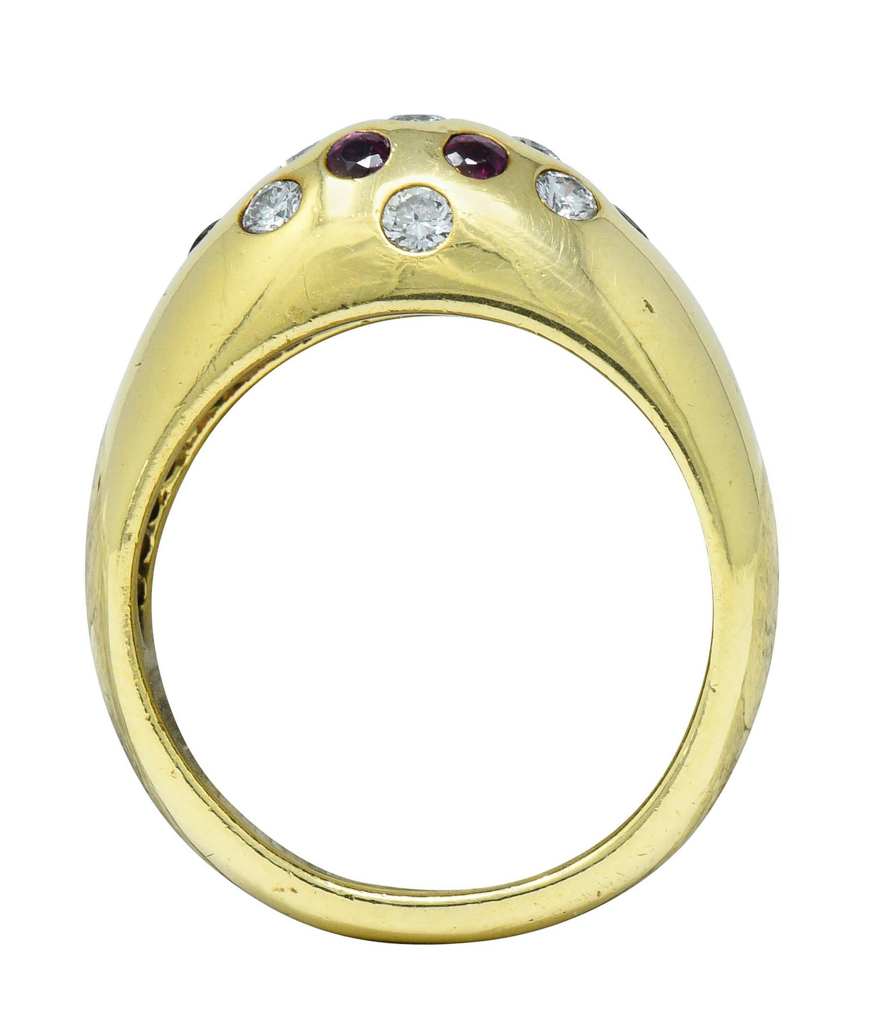 Contemporary Vintage Ruby Diamond 18 Karat Gold Bombe Sprinkle Band Ring