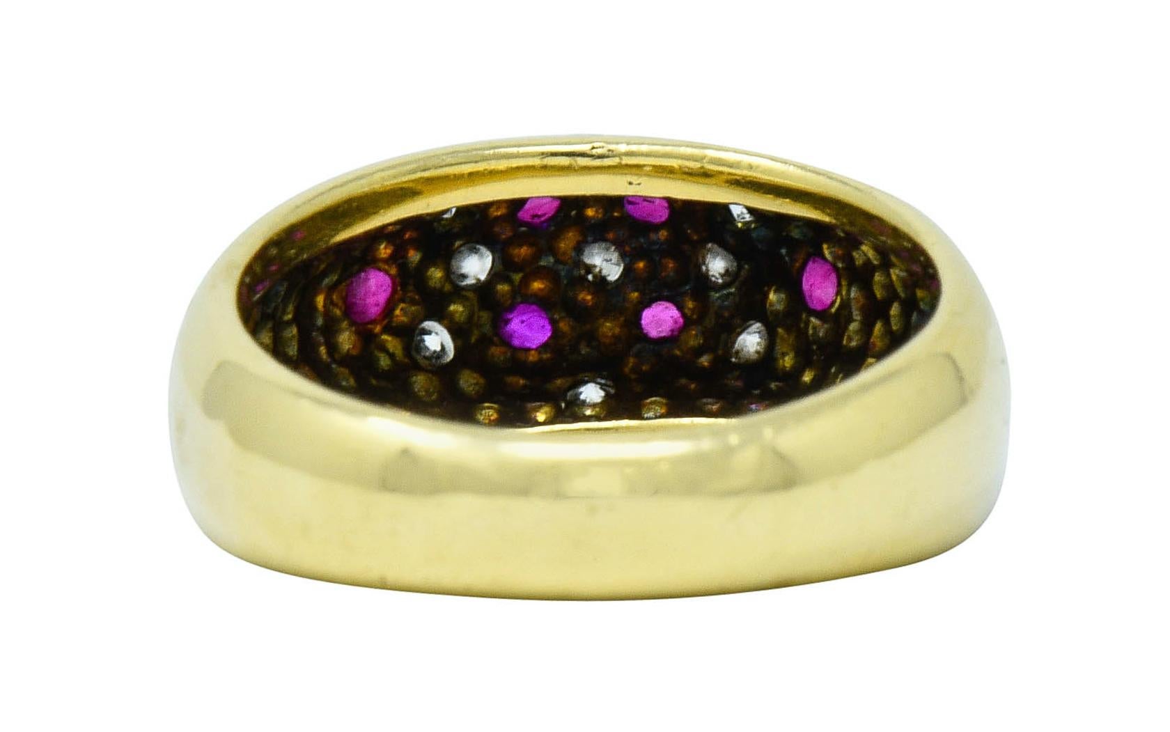 Brilliant Cut Vintage Ruby Diamond 18 Karat Gold Bombe Sprinkle Band Ring