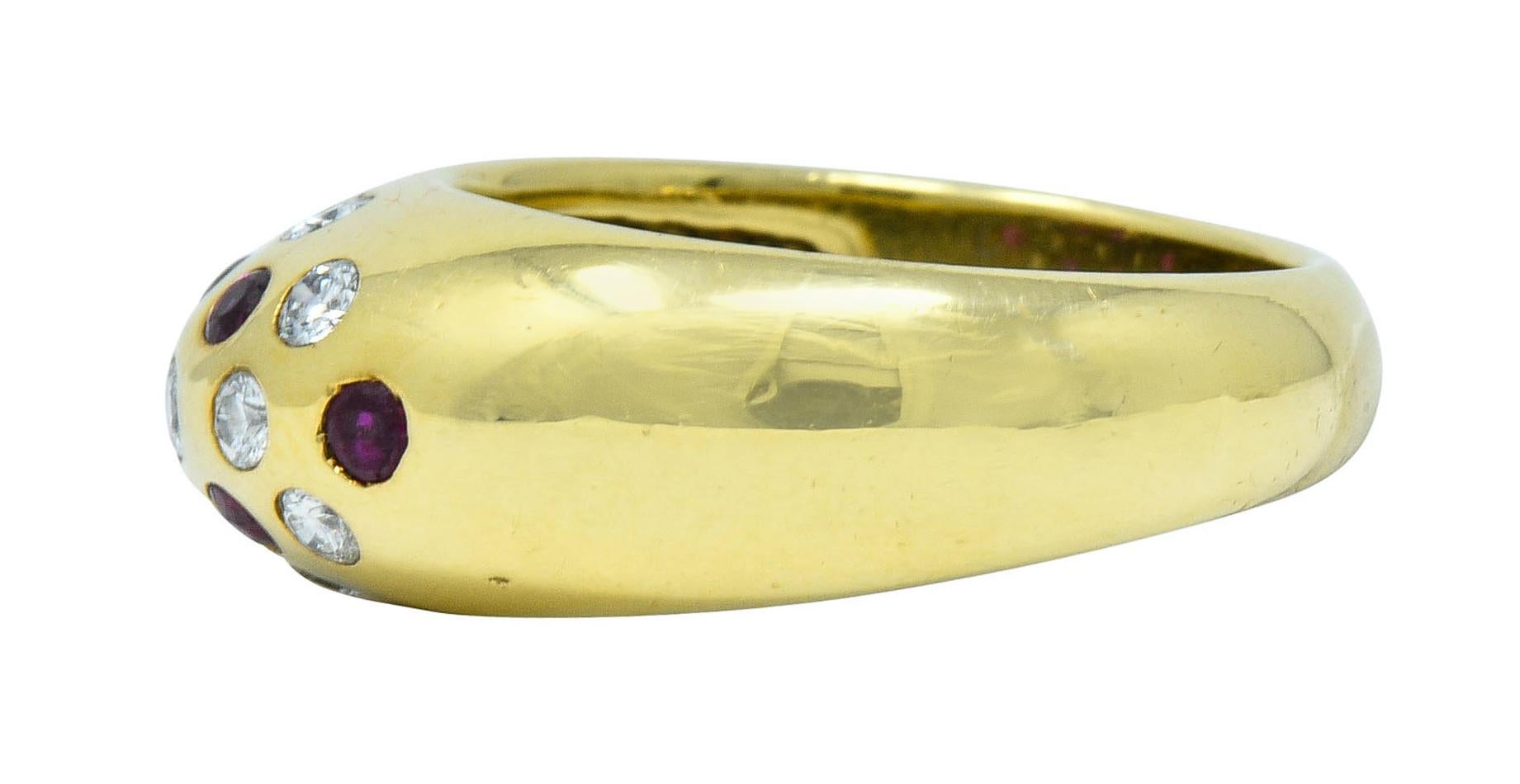 Vintage Ruby Diamond 18 Karat Gold Bombe Sprinkle Band Ring In Excellent Condition In Philadelphia, PA